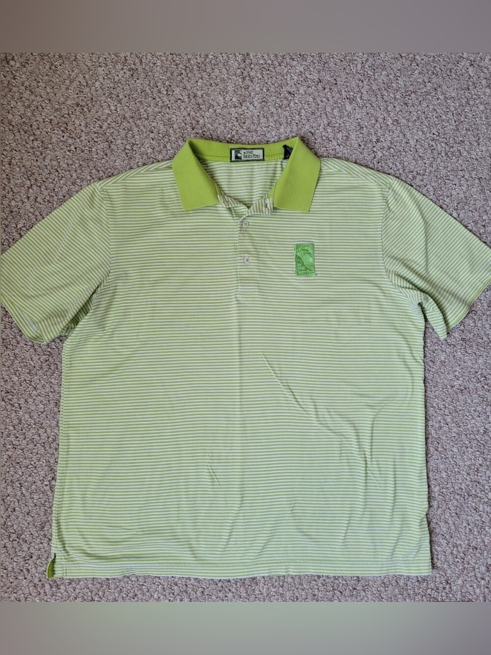 The Lodge Torrey Pines Cotton Golf Polo Green White short sleeve men’s size L